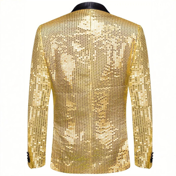 Férfiaknak szóló sequined öltönyzakó, karcsú szabás, zakó gallér, egyrudás gombolás, pamut-keverék anyag, brit stílus, minden évszakra