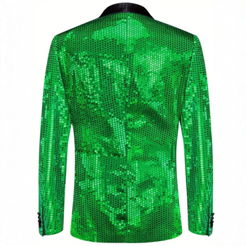 Férfiaknak szóló sequined öltönyzakó, karcsú szabás, zakó gallér, egyrudás gombolás, pamut-keverék anyag, brit stílus, minden évszakra