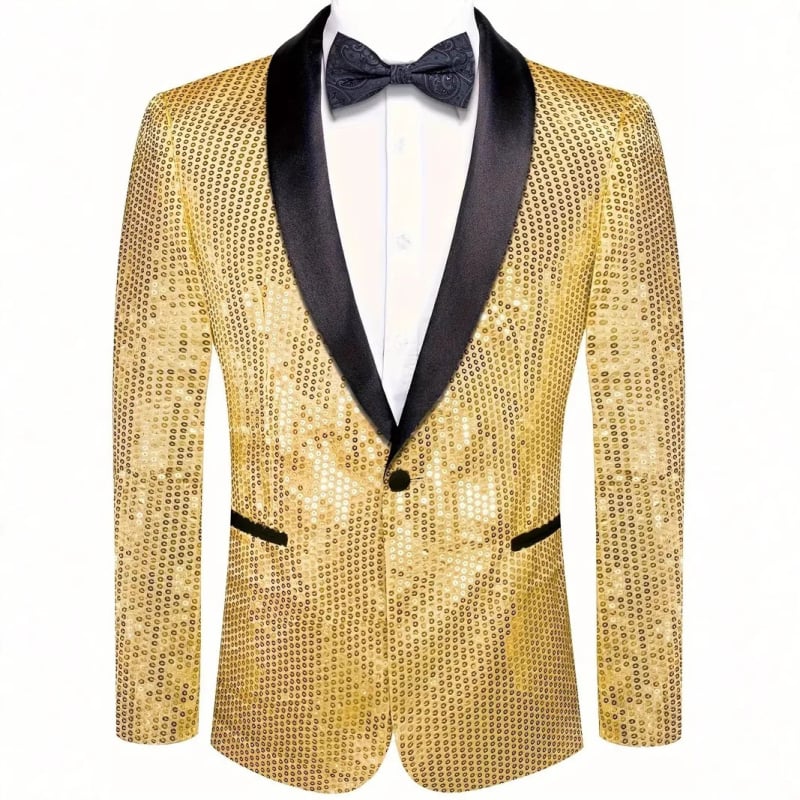 Férfiaknak szóló sequined öltönyzakó, karcsú szabás, zakó gallér, egyrudás gombolás, pamut-keverék anyag, brit stílus, minden évszakra