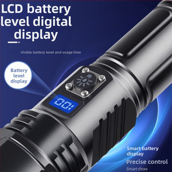 Φακός με λέιζερ για εξωτερικούς χώρους, επαναφορτιζόμενος, 30W, 7200mAh, σώμα από κράμα αλουμινίου, οπτικό ζουμ