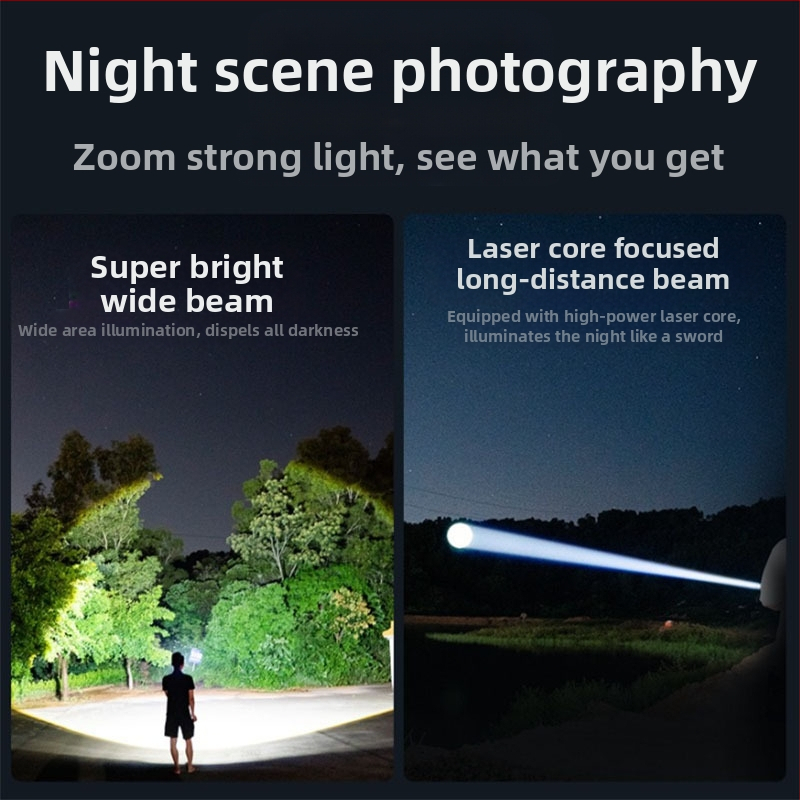 Лазерен фенер за къмпинг, презареждаем, 30W, 7200mAh, алуминиев корпус, оптично увеличение