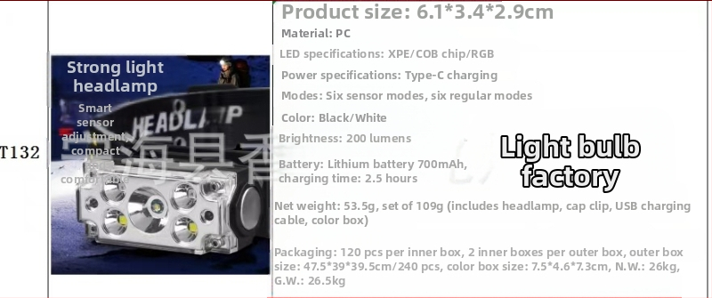 Star Warrior USB презареждаща LED лампа за шапка с клип и магнит, 5W, 500mAh, USB зареждане, обхват 50–100 m, подходяща за походи, къмпинг и нощен риболов