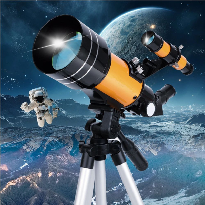 Astronominis teleskopas žvaigždėms stebėti – didelės galios optika, HD aiškumas, modelis 30070, prekinis ženklas Stargazing person