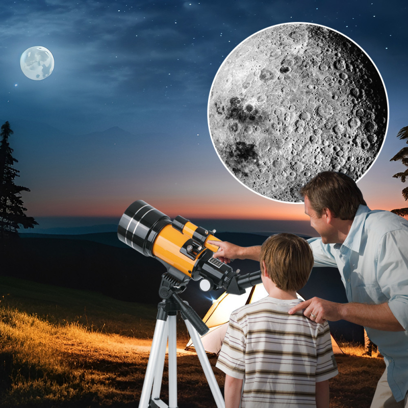Astronominis teleskopas žvaigždėms stebėti – didelės galios optika, HD aiškumas, modelis 30070, prekinis ženklas Stargazing person