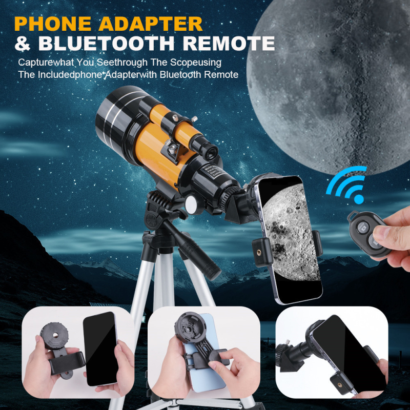 Astronominis teleskopas žvaigždėms stebėti – didelės galios optika, HD aiškumas, modelis 30070, prekinis ženklas Stargazing person