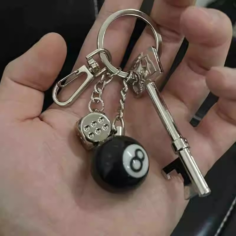 Breloc pentru chei cu zar din aliaj, stil Ins, ornament pentru geantă, origine Shantou, primăvara 2025