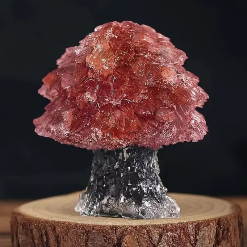 Kristalų stalinis dekoras su geometrine medžio forma, šiuolaikinis minimalistinis stilius, medžiaga: kristalas, PP maišas