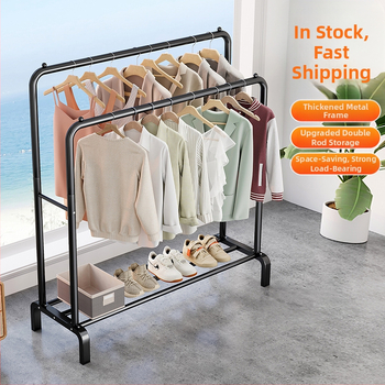 Μεταλλική σταθερή ράγα απλώματος ρούχων με διπλό πόλο; σταθερή και μη αναδιπλούμενη; μοντέρνο μινιμαλιστικό στυλ; μοντέλο: ράγα απλώματος με διπλό πόλο