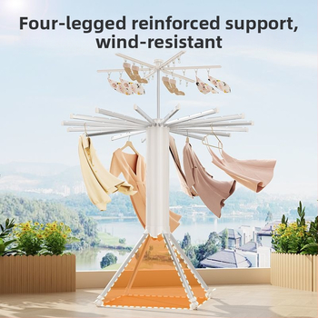 Αναδιπλούμενο οκτώβραχουστέγνωμα ρούχων, με οκτώ βραχίονες, κυλινδική βάση δαπέδου, από χάλυβα άνθρακα, κατάλληλο για ρούχα, παντελόνια, γραβάτες και παπλώματα