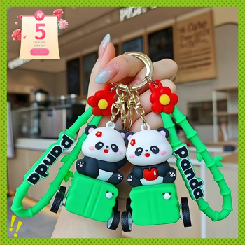 Panda karikatūra PVC atslēgu piekariņš un somas piekariņš – dāvana