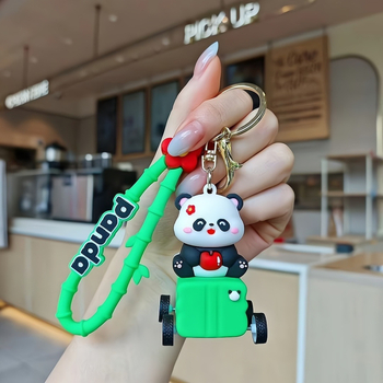 Panda karikatūra PVC atslēgu piekariņš un somas piekariņš – dāvana
