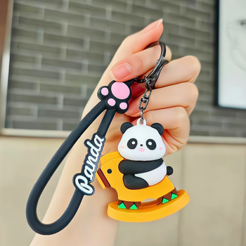Panda karikatūra PVC atslēgu piekariņš un somas piekariņš – dāvana