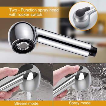 Izvlačni tuš za kuhinju, ABS, brušeni završetak, jednoruka kontrola, anti-splash, 1,63 MPa, 80°C, ušrafljiva montaža