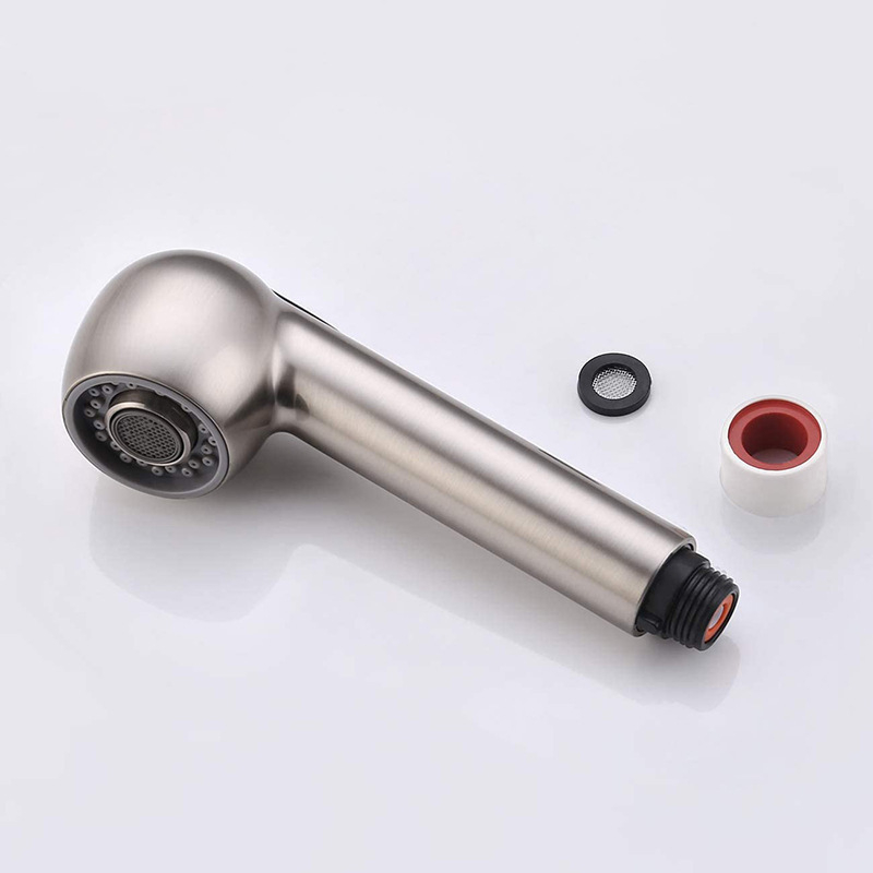 Izvlačni tuš za kuhinju, ABS, brušeni završetak, jednoruka kontrola, anti-splash, 1,63 MPa, 80°C, ušrafljiva montaža