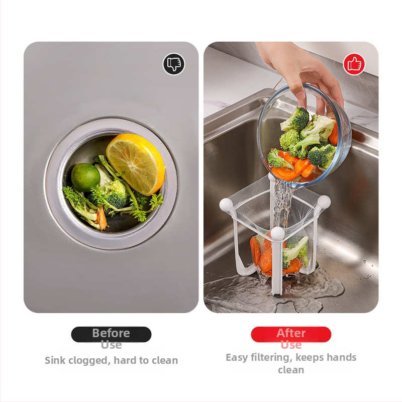 Стойка за дренаж на мивка в японски стил с филтърна мрежа и отдел за съхранение (Материал: ABS; Стил: Японски стил; Функция: Многофункционална; Произход: Zhejiang, Китай; Спецификация: Филтър(замяна))