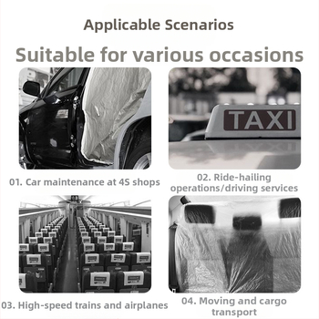 Vienkartinės automobilių sėdynių dangos priekinių ir galinių eilių, dulkių ir vandeniui atsparios, 100% grynos plastikos, išpūstos plėvelės technologija