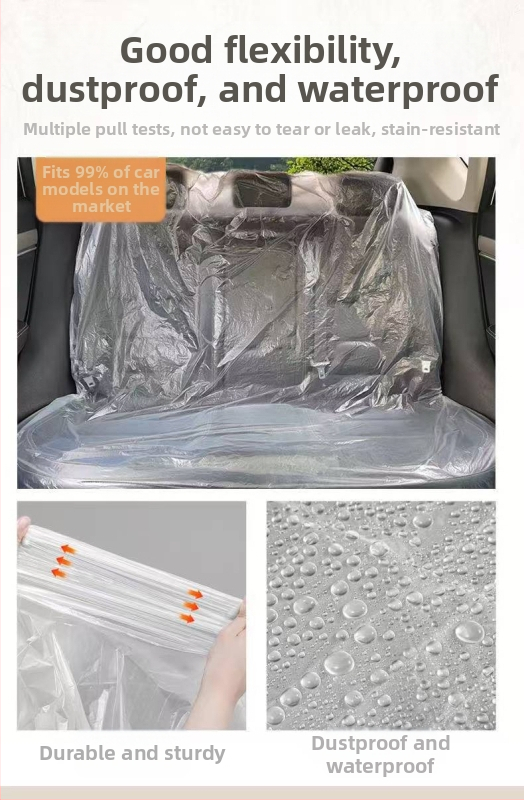 Vienkartinės automobilių sėdynių dangos priekinių ir galinių eilių, dulkių ir vandeniui atsparios, 100% grynos plastikos, išpūstos plėvelės technologija