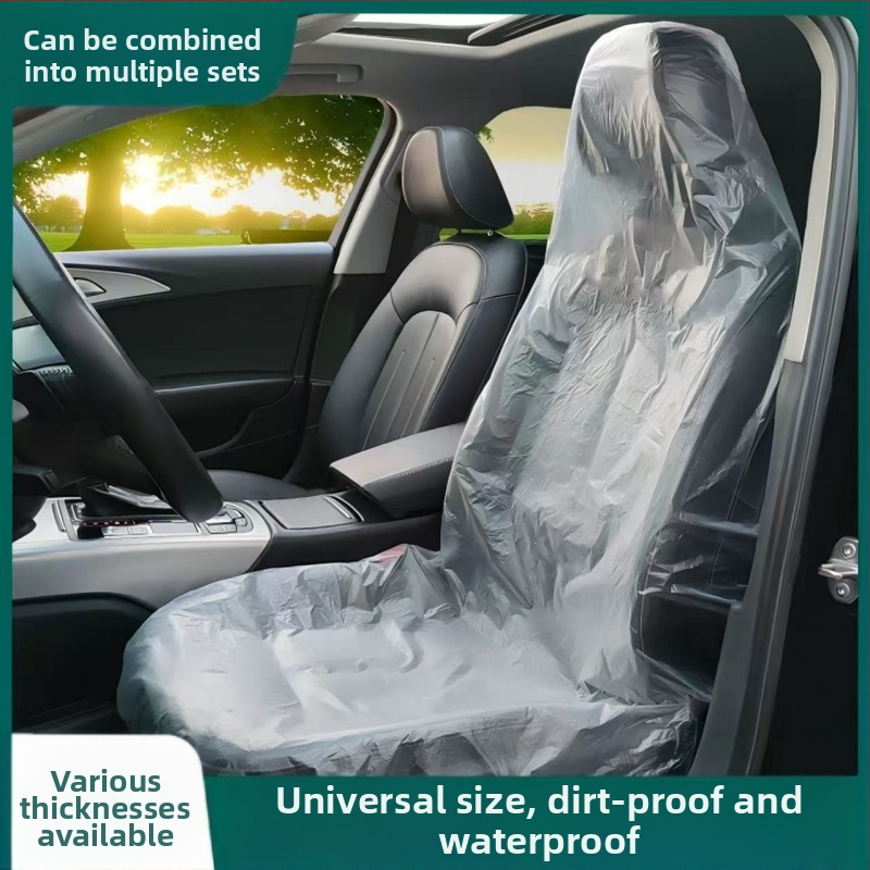 Vienkartinės automobilių sėdynių dangos priekinių ir galinių eilių, dulkių ir vandeniui atsparios, 100% grynos plastikos, išpūstos plėvelės technologija