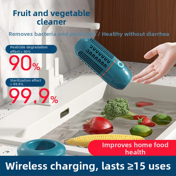XY-006 Портативен безжичен уред за почистване и пречистване на плодове и зеленчуци с детоксикация, механично управление, капацитет до 4 л, 5V, 8W, 50 Hz, без кошница за миене, за плодове, зеленчуци, месо и морски дарове