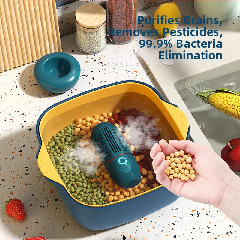 XY-006 Портативен безжичен уред за почистване и пречистване на плодове и зеленчуци с детоксикация, механично управление, капацитет до 4 л, 5V, 8W, 50 Hz, без кошница за миене, за плодове, зеленчуци, месо и морски дарове