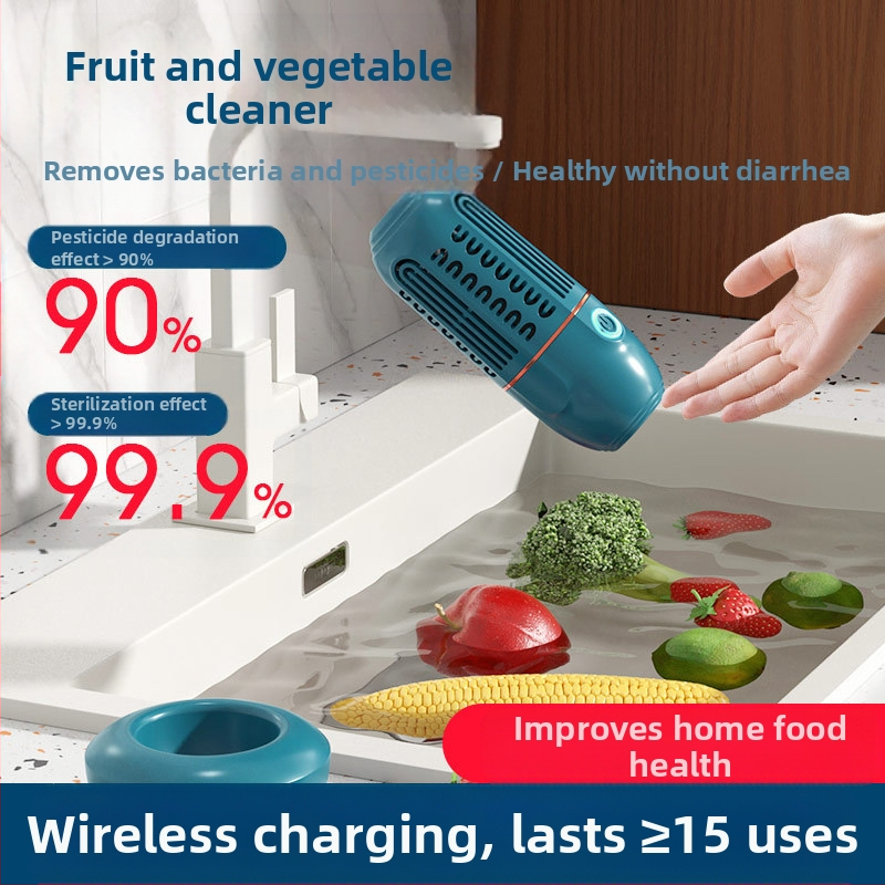 XY-006 Портативен безжичен уред за почистване и пречистване на плодове и зеленчуци с детоксикация, механично управление, капацитет до 4 л, 5V, 8W, 50 Hz, без кошница за миене, за плодове, зеленчуци, месо и морски дарове