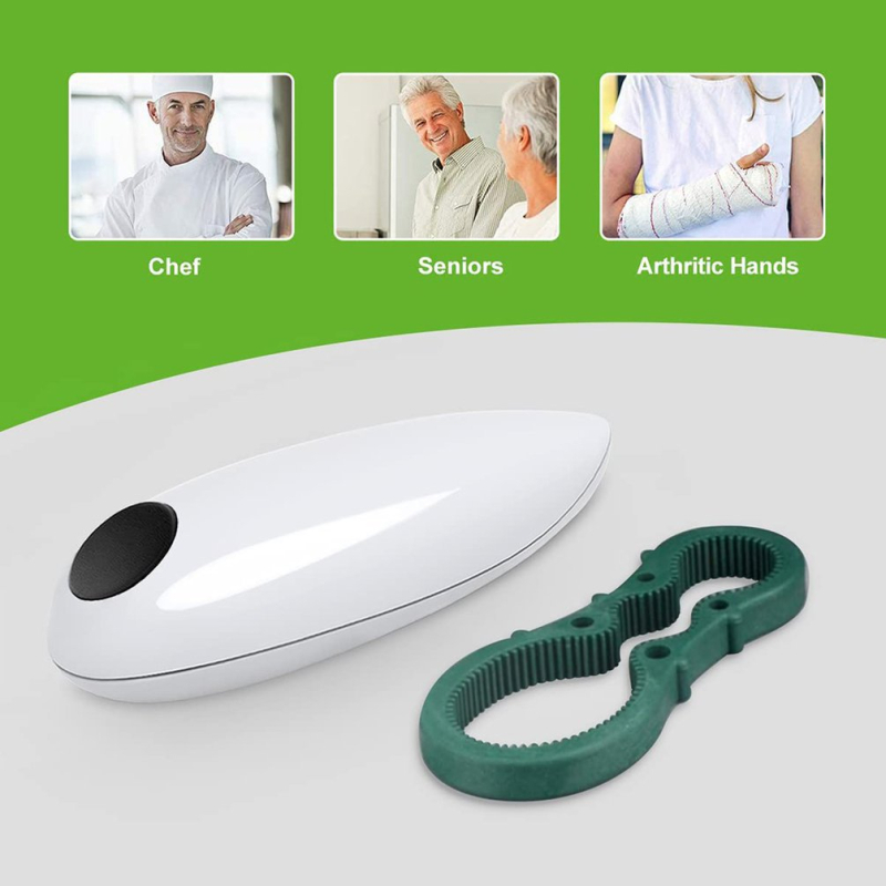 Elektrinis atidarytuvas buteliams ir konservoms, nešiojamas, daugiafunkcis, plastikinė konstrukcija