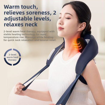 Aux/Aox masažer s 6 glavama za gnječenje i topli kompres za ramena i vrat, grijanje vrata, bežični punjiv, model AJA-05D-807, 3 brzine, tajmer, PU koža