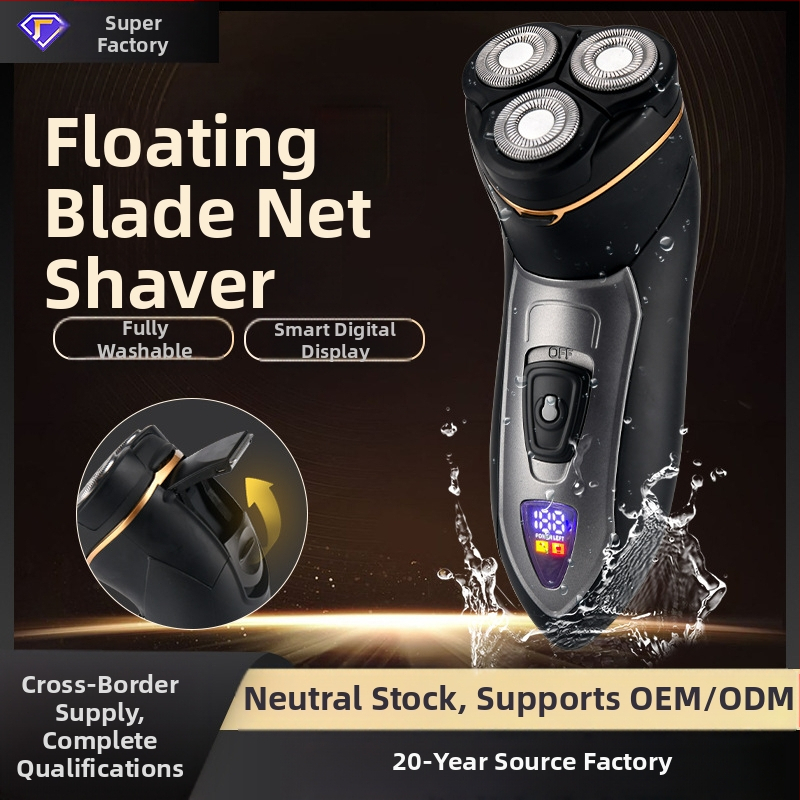 Ανδρική ηλεκτρική ξυριστική μηχανή με επιπλέουσα περιστροφική κεφαλή, ενσωματωμένη μπαταρία 500–800 mAh, αυτονομία έως 120 λεπτά, πλήρως πλενόμενη για ολόκληρο το σώμα, υγρά και ξηρή χρήση