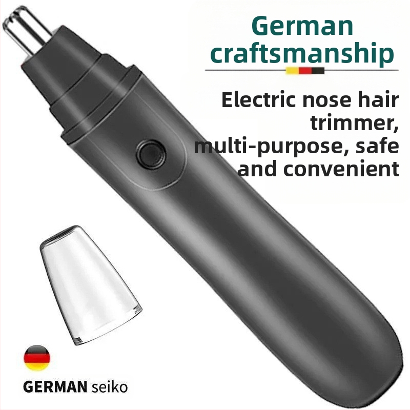 Elektrinis nosies plaukų ir antakių kirpimo įrankis - ABS korpusas, veikia su baterijomis, nuimama ir plaunama pjovimo galvutė, be įmontuotos baterijos