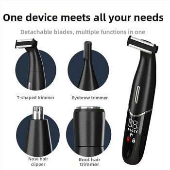 4-σε-1 ηλεκτρικό ξυριστικό και αποτριχωτής σώματος με τρίμερ για ρινικές τρίχες και φρύδια, USB τροφοδοσία, πλήρες καθάρισμα σώματος, βάρος 220 g