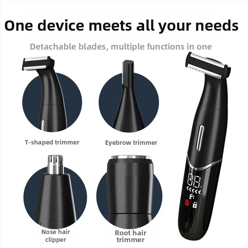 4-в-1 електрически бръснач и тример за тяло с носни и вежди тримери, USB захранване, пълно миене на тялото, тегло 220 г