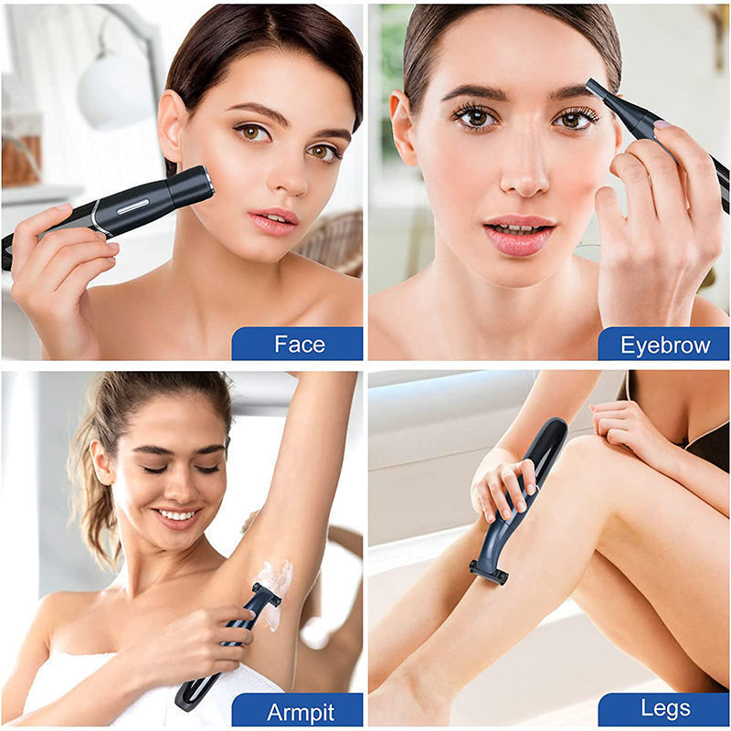 4-σε-1 ηλεκτρικό ξυριστικό και αποτριχωτής σώματος με τρίμερ για ρινικές τρίχες και φρύδια, USB τροφοδοσία, πλήρες καθάρισμα σώματος, βάρος 220 g