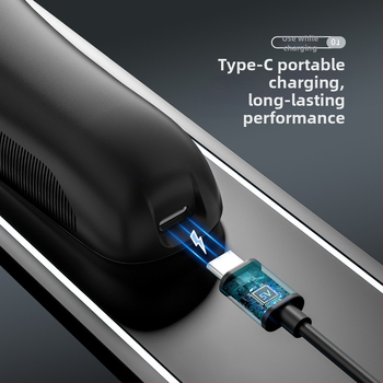 Ηλεκτρική ξυριστική μηχανή με κεφαλή 3 λεπίδων με κίνηση ανάστροφης, ενσωματωμένη μπαταρία 500–800 mAh, LED οθόνη, λειτουργία πλυσίματος ολόσωμα, αυτονομία πάνω από 60 λεπτά