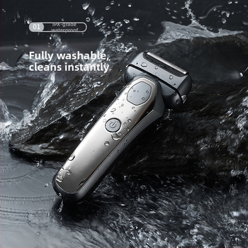 Ηλεκτρική ξυριστική μηχανή με κεφαλή 3 λεπίδων με κίνηση ανάστροφης, ενσωματωμένη μπαταρία 500–800 mAh, LED οθόνη, λειτουργία πλυσίματος ολόσωμα, αυτονομία πάνω από 60 λεπτά