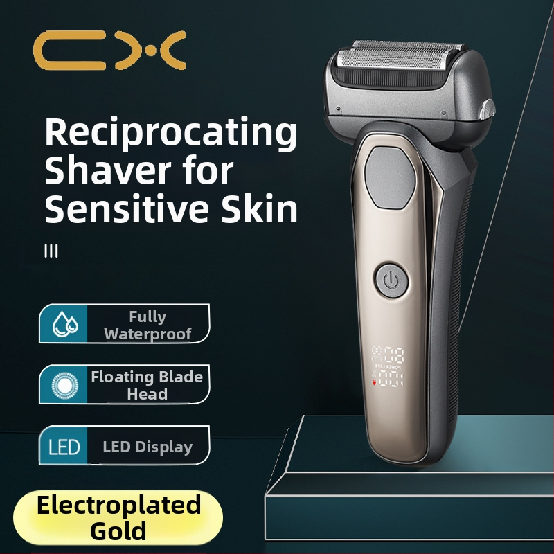Ηλεκτρική ξυριστική μηχανή με κεφαλή 3 λεπίδων με κίνηση ανάστροφης, ενσωματωμένη μπαταρία 500–800 mAh, LED οθόνη, λειτουργία πλυσίματος ολόσωμα, αυτονομία πάνω από 60 λεπτά