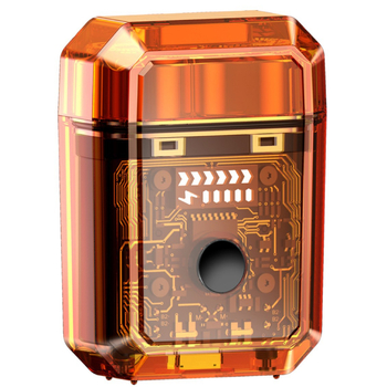 Ηλεκτρική ξυριστική μηχανή με μίνι διαφανή διπλή κεφαλή και μαγνητικό σχεδιασμό — χωρίς ψήκτρες κινητήρας, ενσωματωμένη μπαταρία 300–500 mAh, αυτονομία 60 λεπτών, κεφαλή περιστροφής με δύο λεπίδες, πλήρες πλύσιμο σώματος