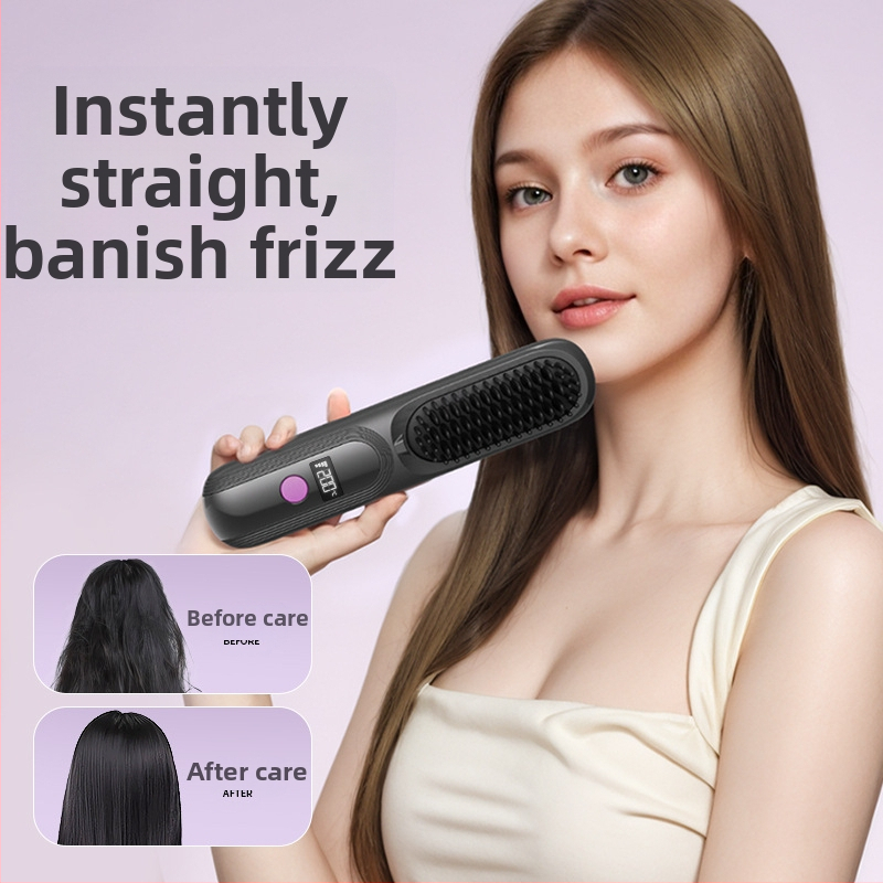 Безжичен LCD гребен за изправяне на коса, презареждаем, 4 температурни нива, 35W, 4000 mAh, за мокра и суха коса