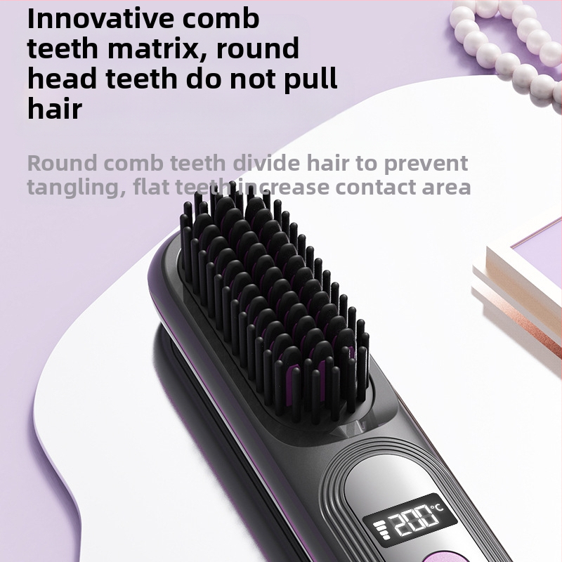 Безжичен LCD гребен за изправяне на коса, презареждаем, 4 температурни нива, 35W, 4000 mAh, за мокра и суха коса