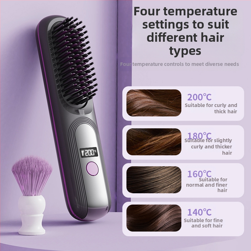 Безжичен LCD гребен за изправяне на коса, презареждаем, 4 температурни нива, 35W, 4000 mAh, за мокра и суха коса