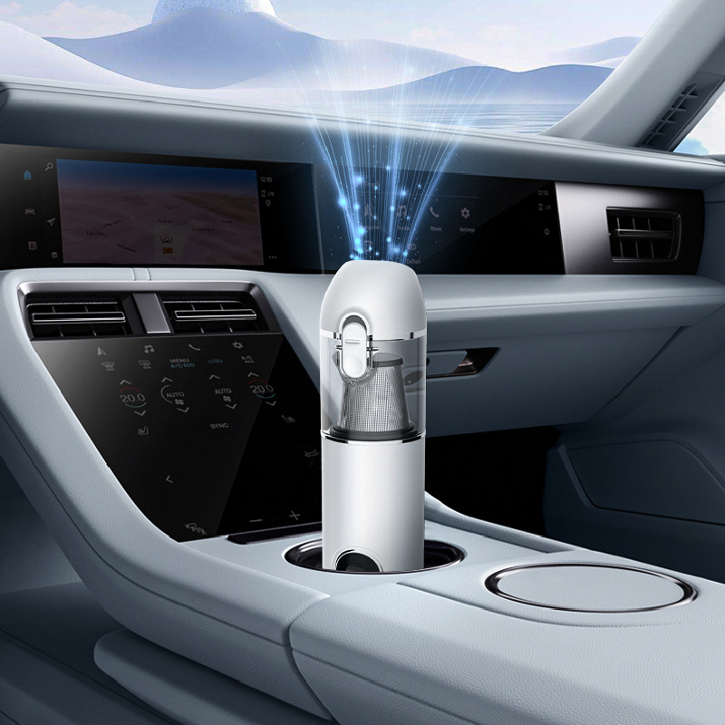 Bezvadu rokasputekļu sūcējs automašīnai, ar integrētu akumulatoru, ar brushless motoru, spēcīga sūcēja jauda, mitra un sausa lietošana, 2-in-1 birste tīrīšanai un sūcībai