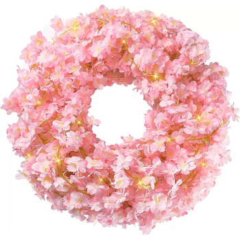 Vario vielos LED vynuogėlių širdele su vyšnios žiedo imitacija, saulės energija, IP65 atsparus vandeniui, kiemui ir kemperiams, 0,06W, ≤36V, USB/saulės energija, modelis QC-XH065