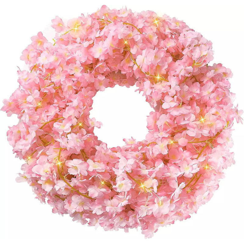 Vario vielos LED vynuogėlių širdele su vyšnios žiedo imitacija, saulės energija, IP65 atsparus vandeniui, kiemui ir kemperiams, 0,06W, ≤36V, USB/saulės energija, modelis QC-XH065