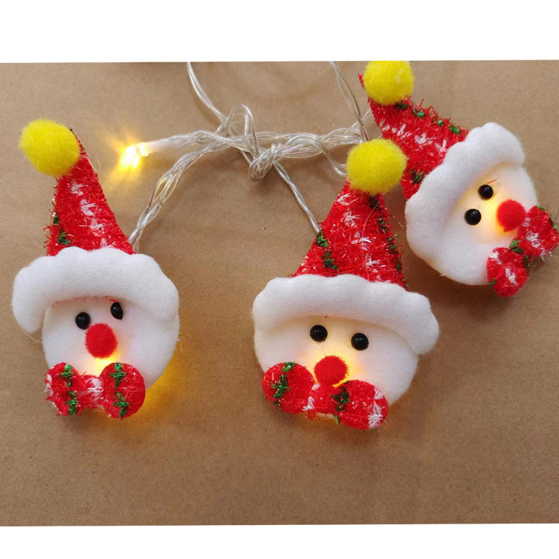 Jõulude LED-lanternid nööriga, pūkise lumepois ja elge motiividega, ragdoll Jõuluvana, karikatuurne stiil, akupakk, käsitsi lüliti