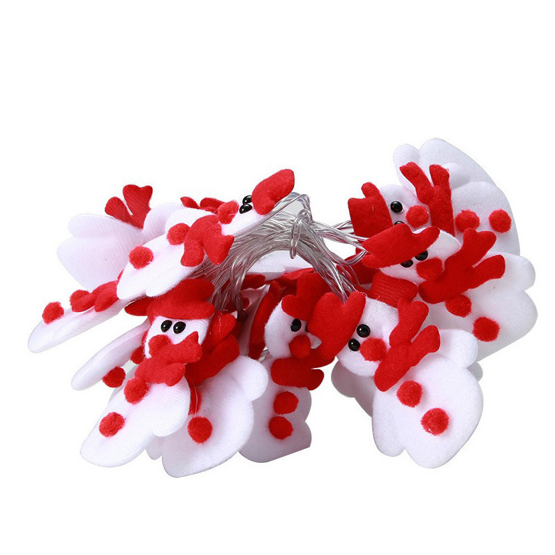 Jõulude LED-lanternid nööriga, pūkise lumepois ja elge motiividega, ragdoll Jõuluvana, karikatuurne stiil, akupakk, käsitsi lüliti