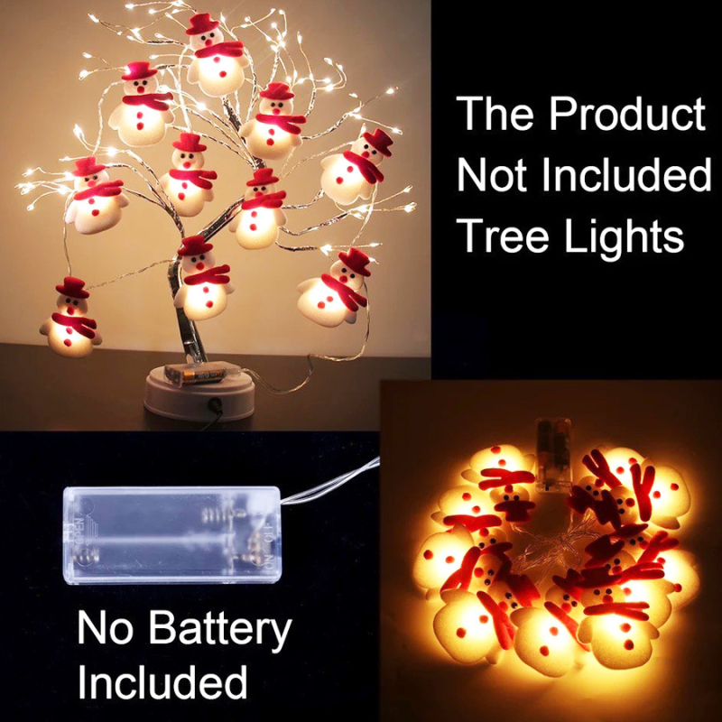 Jõulude LED-lanternid nööriga, pūkise lumepois ja elge motiividega, ragdoll Jõuluvana, karikatuurne stiil, akupakk, käsitsi lüliti