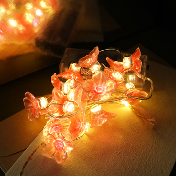 Σειρά φωτισμού με κλιπ, LED σε σχήμα άνθους κερασιάς - 20 LED, είσοδος 4,5V, 100 lm, θήκη μπαταριών, διάρκεια ζωής 50 000 ωρών