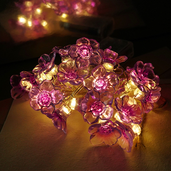 Σειρά φωτισμού με κλιπ, LED σε σχήμα άνθους κερασιάς - 20 LED, είσοδος 4,5V, 100 lm, θήκη μπαταριών, διάρκεια ζωής 50 000 ωρών