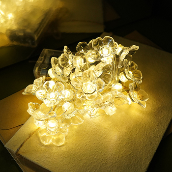 Σειρά φωτισμού με κλιπ, LED σε σχήμα άνθους κερασιάς - 20 LED, είσοδος 4,5V, 100 lm, θήκη μπαταριών, διάρκεια ζωής 50 000 ωρών