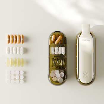 Κουτί χαπιών σε ιαπωνικό στυλ, διπλής λειτουργίας διανομέας φαρμάκων με διαχωριστικά, ABS πλαστικό, χωρητικότητα 1 L