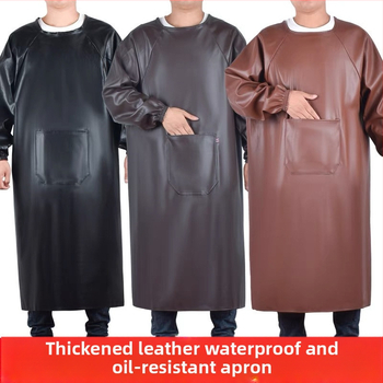 Ujjú kötény PU bőrből, vízálló, modern minimalist stílus, egyszínű minta